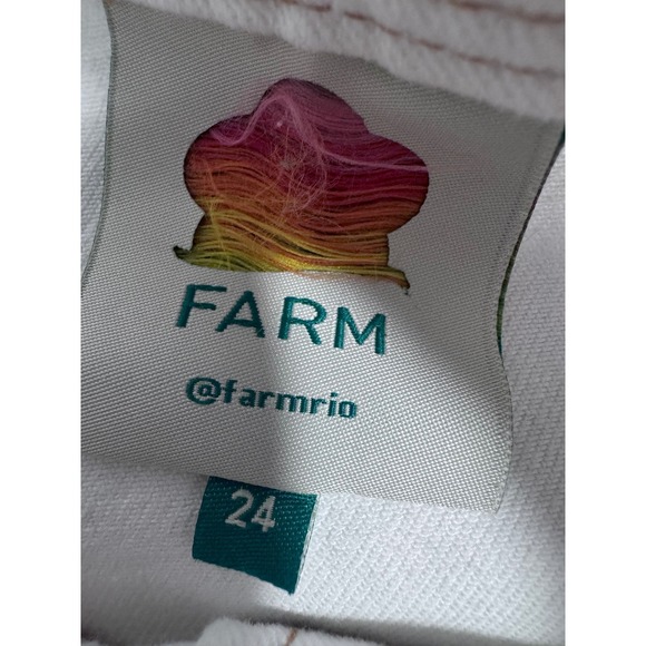 Farm Rio Denim Wave Maxi Skirt Off-White Contrast Stitch Button Front Size 24 - Picture 6 of 6